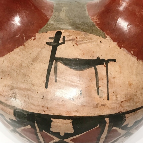 VTG Chile Ivan Pottery Vessel Primitive Hand Painted Wedding Vase Double Spout 8 - Picture 5 of 15